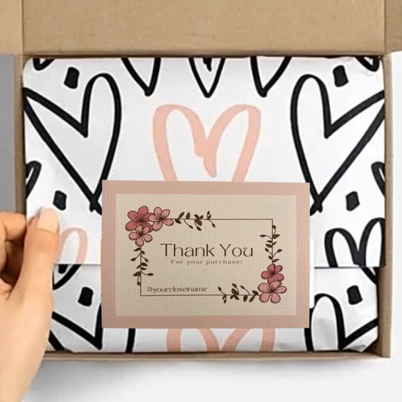 Thank You Cards for Customer , White Modern Floral Thank You Card - Picture 3 of 10